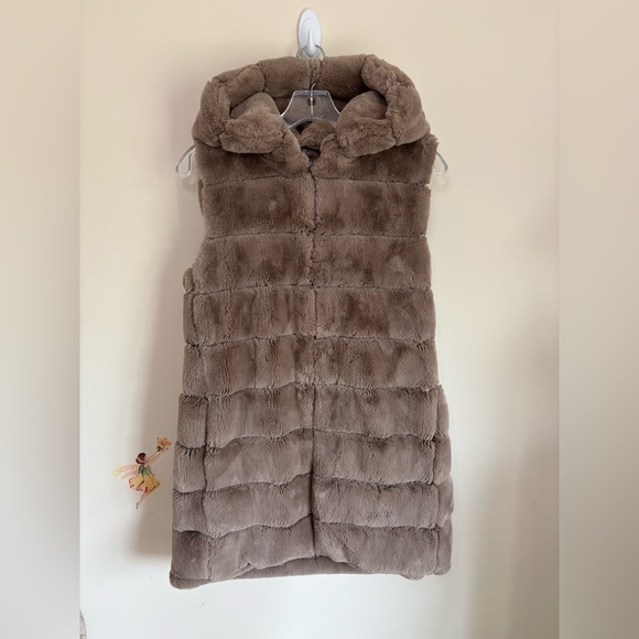 Rachel Zoe Teddy Jacket - Tan Size S Sleeveless Faux Fur - Picture 1 of 8